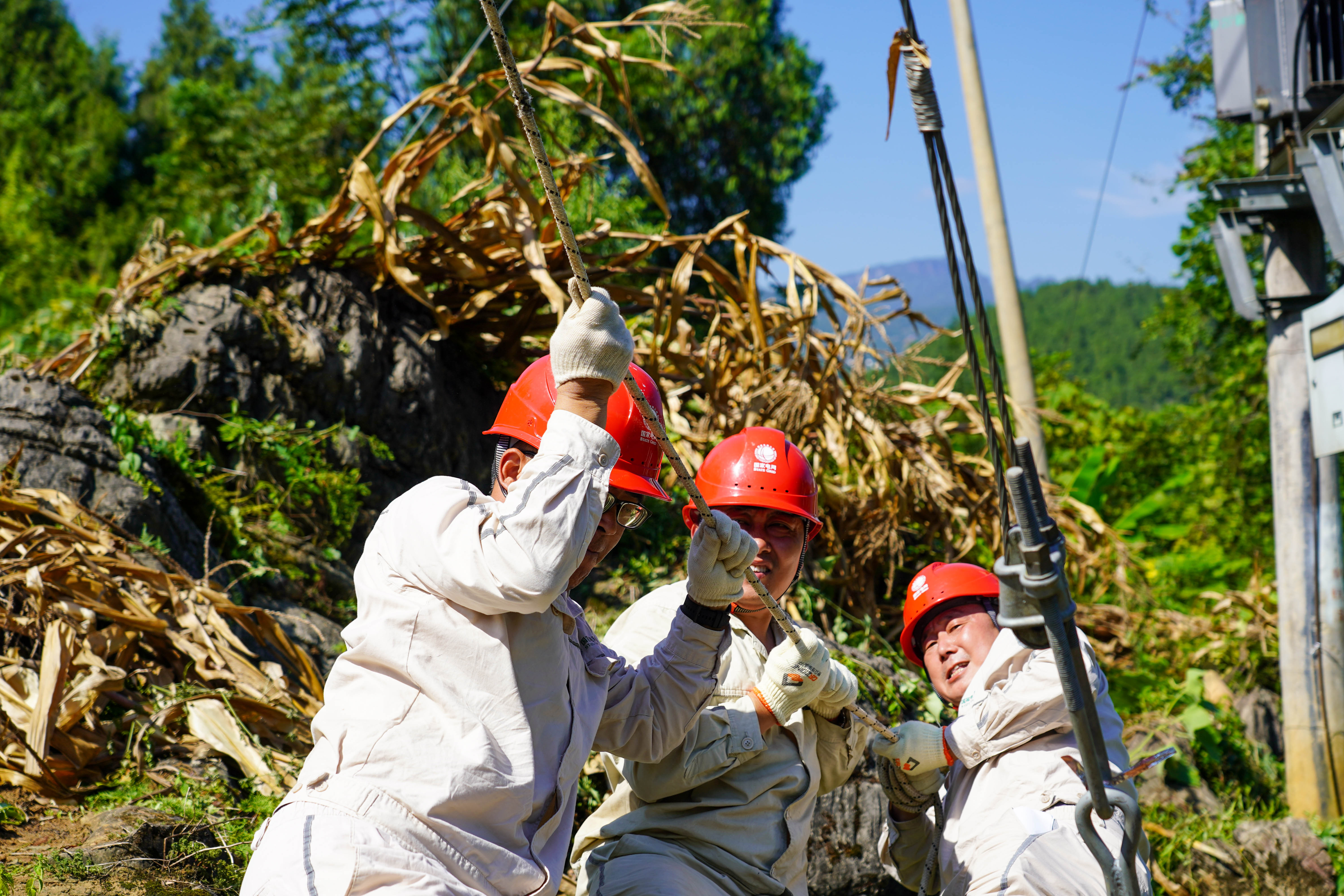 8月15日,国网重庆开州供电公司员工,一起将新的互感器拉到台架上。(安姚鑫 摄) (1).jpg 8月15日,国网重庆开州供电公司员工,一起将新的互感器拉到台架上。(安姚鑫 摄) (1).jpg